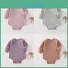 Baby Cotton Long Sleeve Footed Romper With Bone Free Jacquard Design For Newborns And Infants