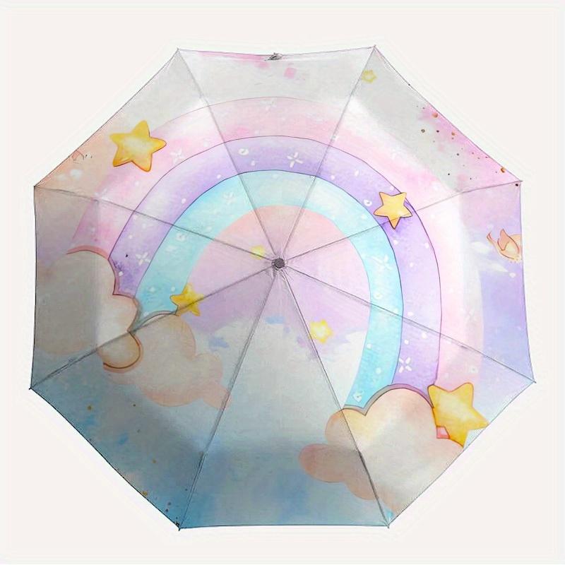 1pc Rainbow Clouds Themed High-quality Umbrella,Automatic Opening and Closing Umbrella,Multi-functional Umbrella G0811342