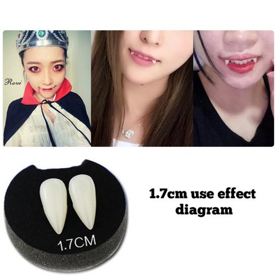 2Pcs Fake Luminous Vampire Teeth Fangs Dentures Halloween Cosplay Party Favors