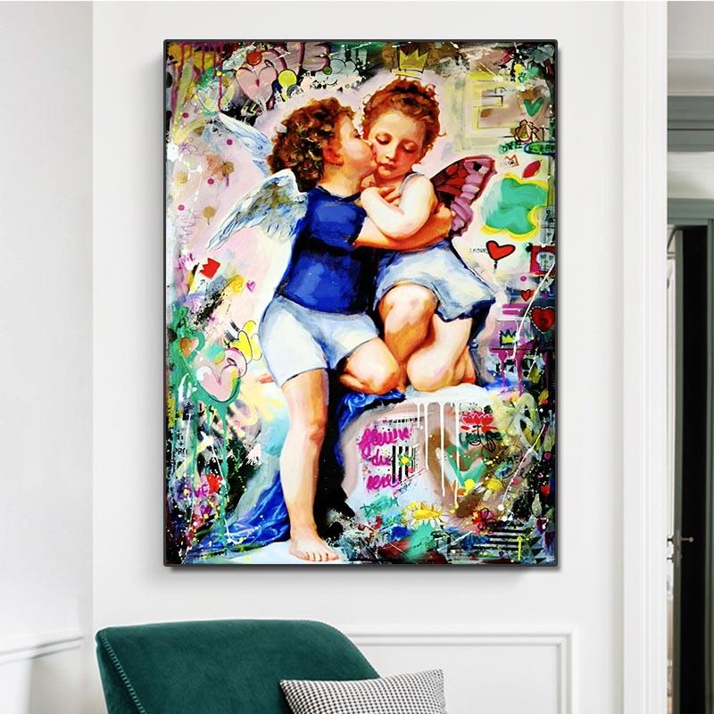 Abstract Love Theme Poster Print Canvas Painting Graffiti Pop Wall Art Hanging Picture For Living Room Modern Home Decor Unframe