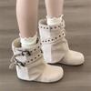 Niche design sense round head thick heel women's boots popular fresh and comfortable fried street high value Martin boots