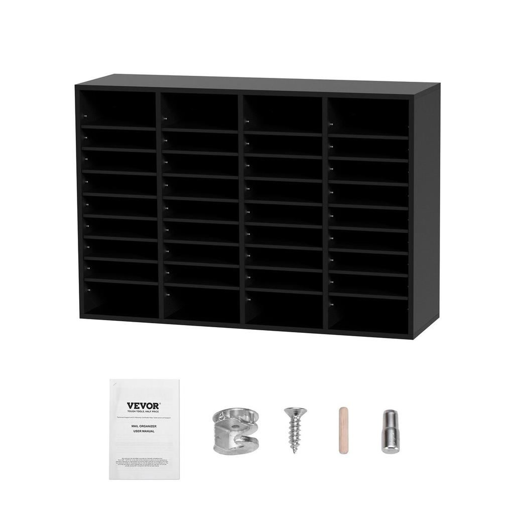 Wood Literature Organizer, 36 Compartments, File Sorter with Removable Shelves, Mailboxes Slot for Office Home Classroom Mailrooms Organization, EPA