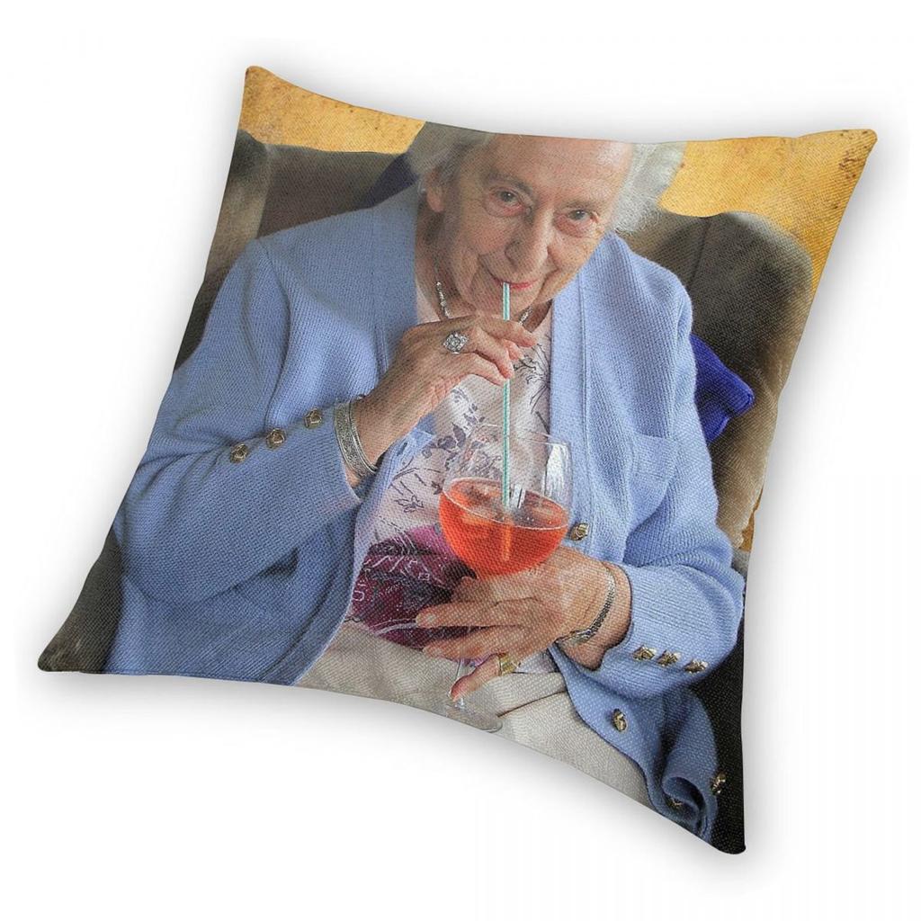 Old Woman Spritz Square Pillowcase Polyester Linen Velvet Creative Zip Decorative Sofa Seater Cushion Case