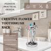 Toothbrush Holder Ceramic Flower Shape Bathroom Toothbrush Organizer Decorative Toothbrush Holder Stand with 6 Compartment