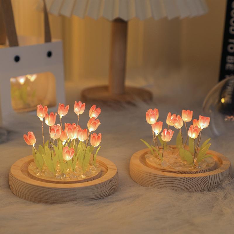 Tulip Night Light DIY Kit: Creative Desktop Ornament Gift for Girls' Bedroom or Valentine's Day