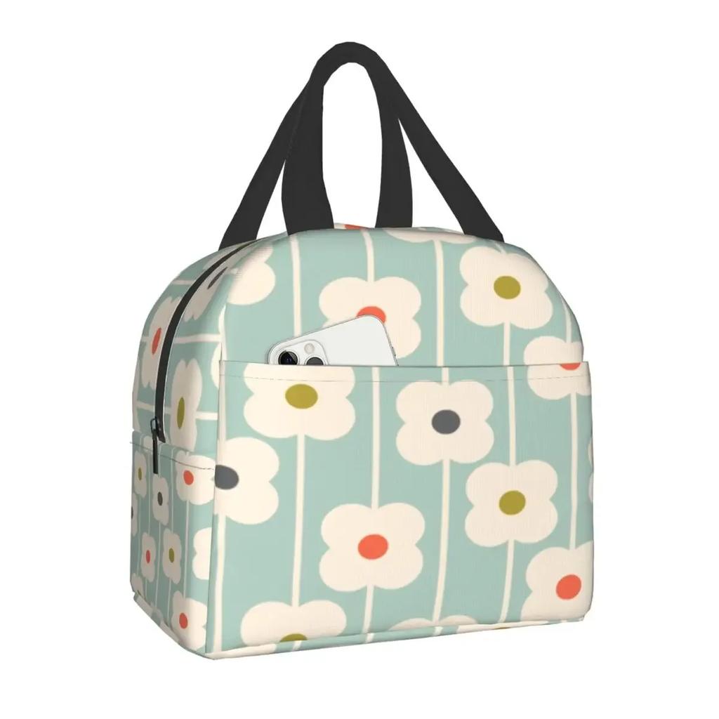 Orla Kiely Multi Stem Thermal Insulated Lunch Bag Scandinavian Flower Portable Lunch Tote for Outdoor Picnic Storage Food Box
