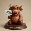 Coffee Highlands Cow Figurines Farmhouse Decors,Resins Animal Statue Table Ornament Garden Bookshelfs Decors Calf Lover