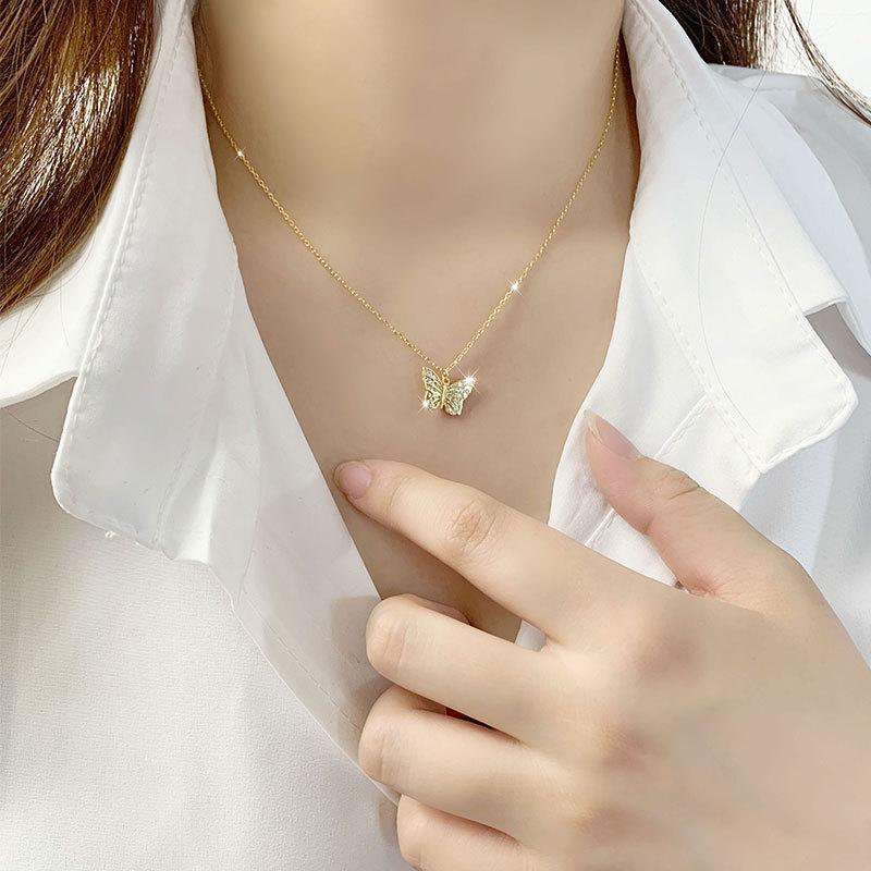 Butterfly Necklace for Women, Simple Temperament for Students, Versatile Necklace for Women, Short Collarbone Chain for Women