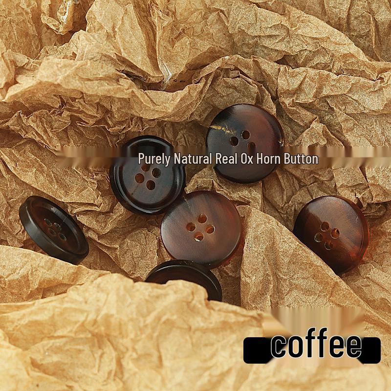 Genuine Cow Horn Blazer Buttons - Four-Hole Style for Casual Menswear