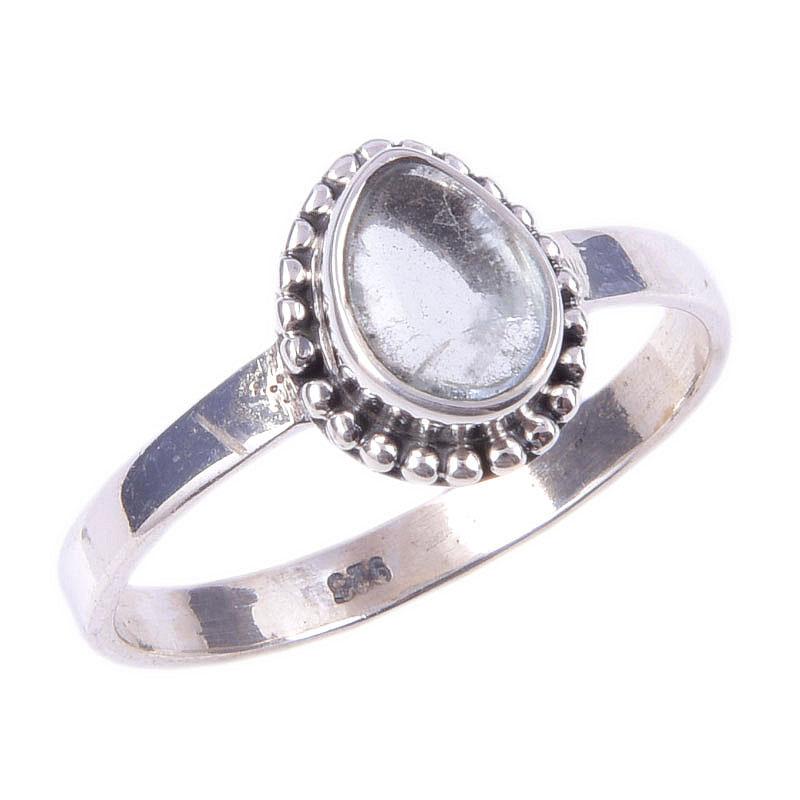 Natural Aquamarine Gemstone Handmade 925 Solid Sterling Silver Ring Size 9 w5M62