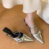 Muse pointed half slippers women wear summer new belt buckle bag head cool slippers high heels women