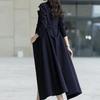 2025 Women's British Style Black Trench Coat - Elegant, Long, Over-the-Knee Spring/Autumn Fashion