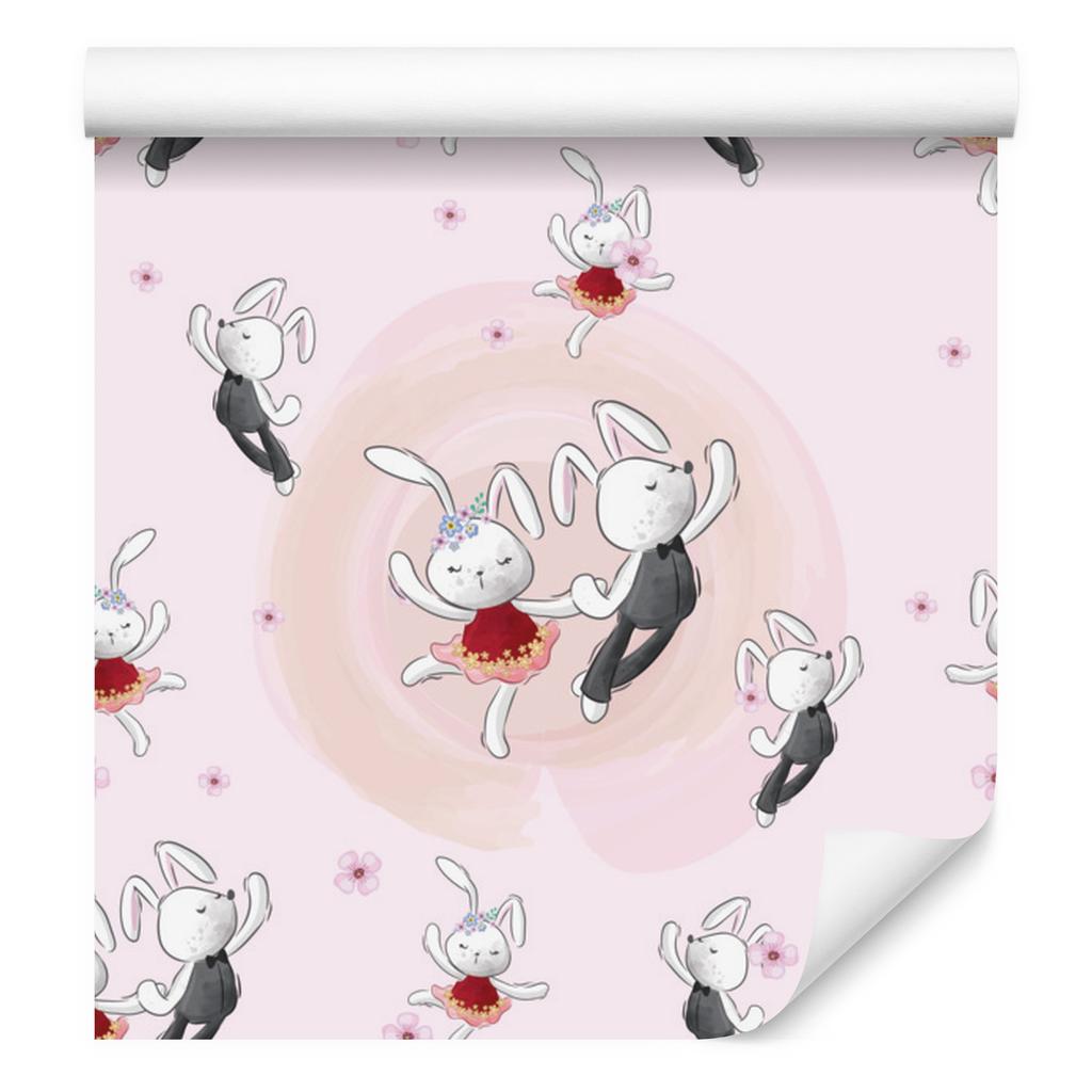 Wallpaper Bunnies In Love Among Flowers for Living Room and Bedroom 50x1000