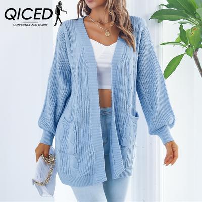 Cardigans à manches longues imprimés couleur unie pour femmes, mode décontractée, automne hiver