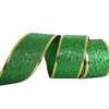 ST. Patrick'S Day Fabric Ribbons Edge Wired Green 5cm Wide Glitter Ribbon for Wrapping Saint
