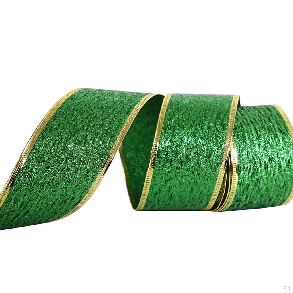 ST. Patrick'S Day Fabric Ribbons Edge Wired Green 5cm Wide Glitter Ribbon for Wrapping Saint
