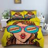 Carton Girly Watercolor Fashion Girl Modern Women Beding Set Bedrom Soft Bedspreads Comefortable Soft with Soft Fabric Duvet Cover Pilowcase