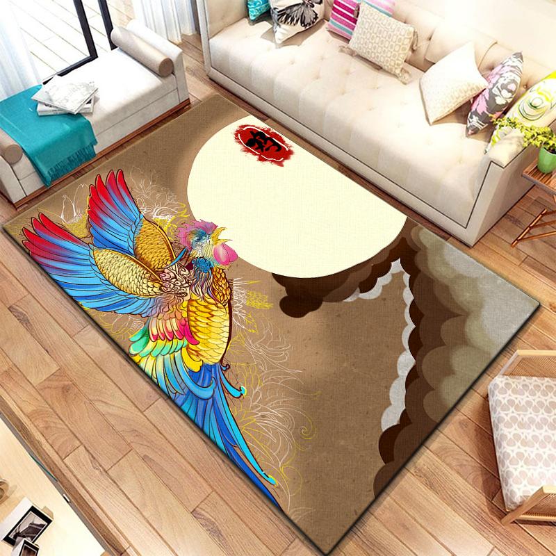 Twelve Chinese Zodiac Animals Painting Carpet for Living Room Large Area Rug Black Soft Carpet Home Decoration Mats Boho Rugs