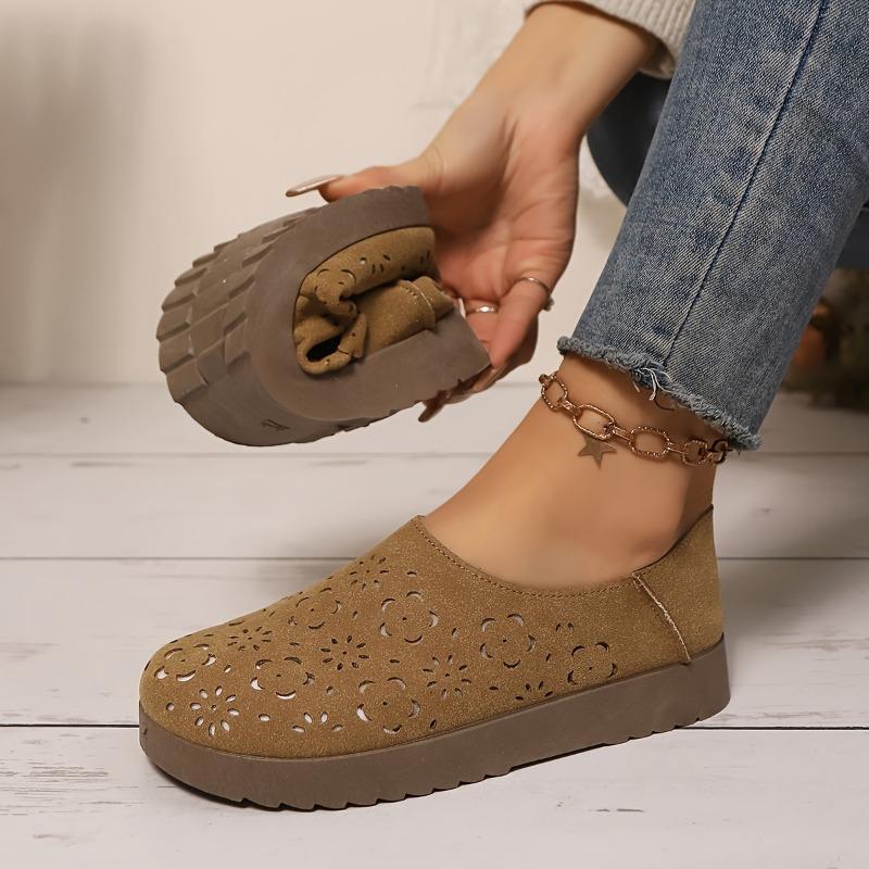 Women's Breathable Mesh Slip-On Loafers - Lightweight Casual Shoes with Soft Sole, Perforated Design for All-Day Comfort, Beige PU Cover Upper