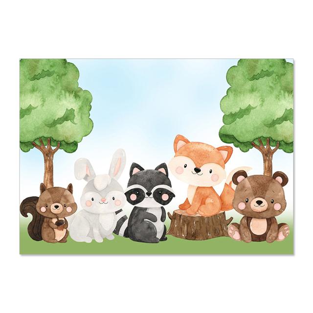 Animal Rabbit Sika Deer With Flowers Nursery Wall Art Canvas Painting Posters And Prints Wall Pictures Baby Kids Room Décor No Frame