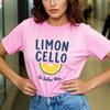LIMON CELLO Lemon Pattern Printed Tshirt Casual Short Sleeve Suitable for Four Seasons Fashion Versatile Womens Tshirt
