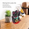 Plastic Rotatable Base Fortune Cat Solar Induction Cat Figurine  Home Decoration