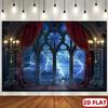 2D planar gothic-style vampire medieval castle moon bat background fabric - Halloween party decorationzyc