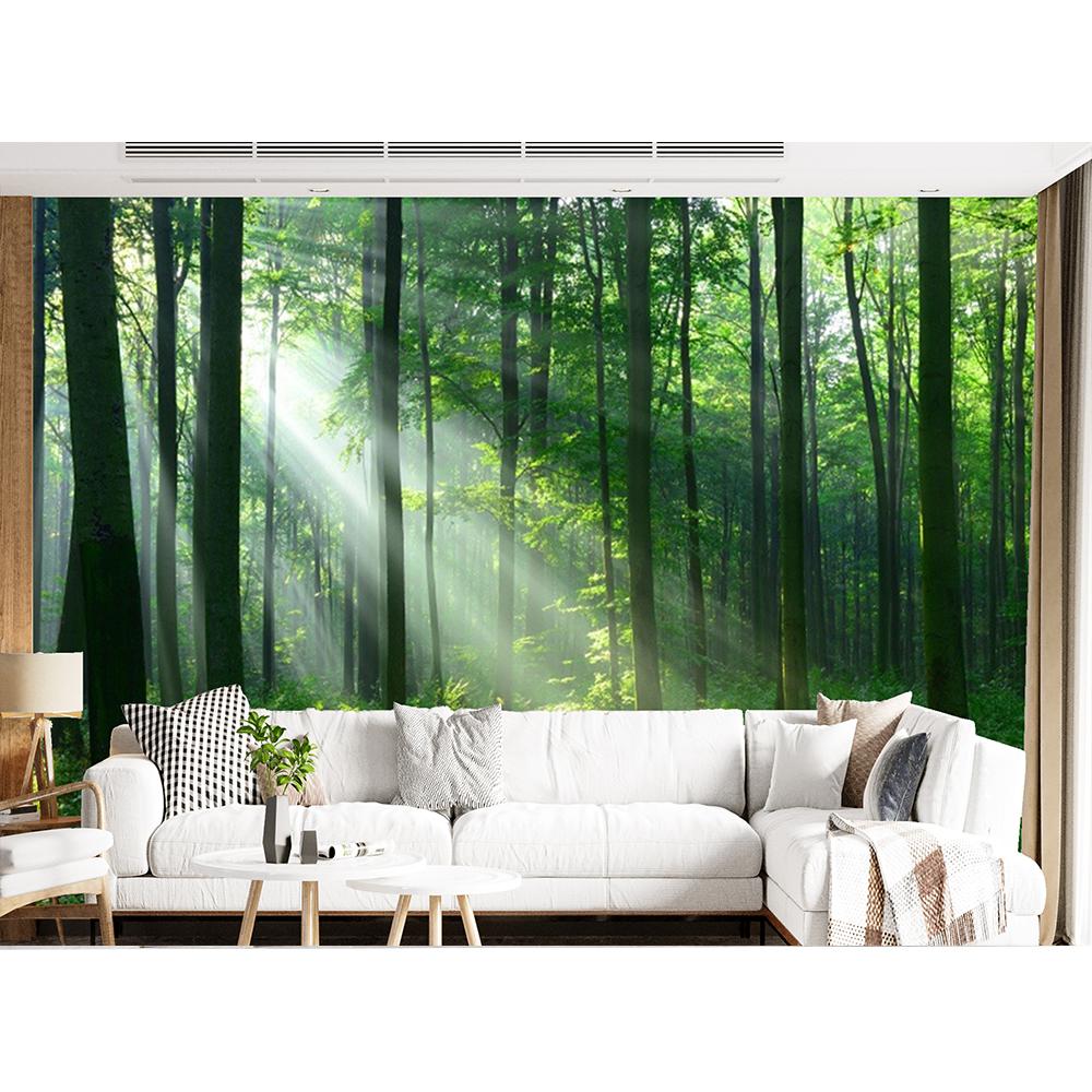 Zelená lesní tapeta Lesní nástěnná malba Mlžný les Stromová tapeta Přírodní krajina Nástěnné malby Do koupelny Obývacího pokoje Domácí dekorace Nástěnná malba