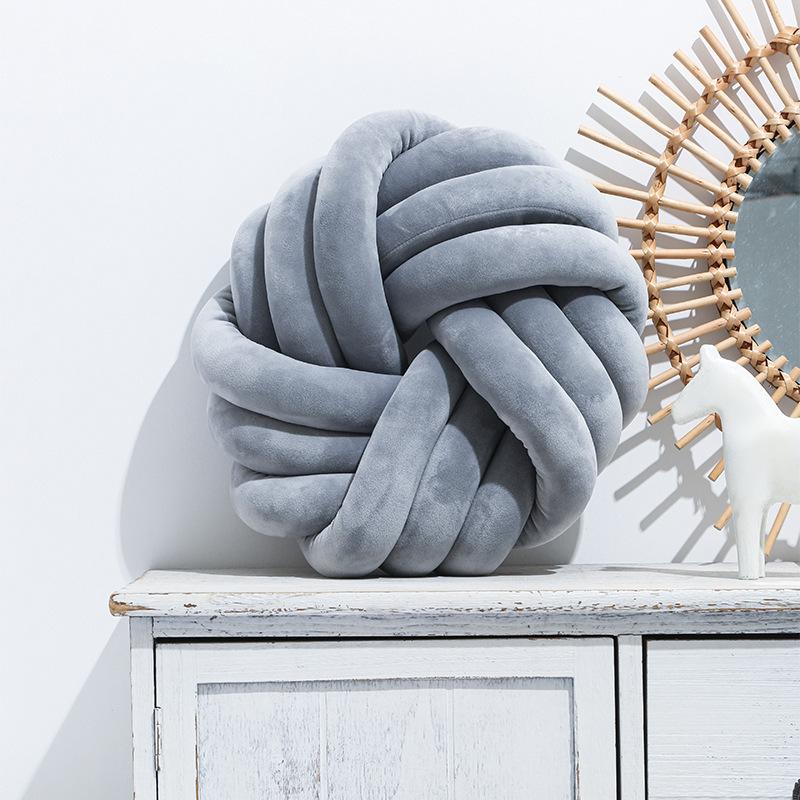 Green Handmade Knotted Ball Pillow Sofa Back Stuffed Cushion Cute Plush Throw Pillow Sofa Cushion Christmas Home Accessories