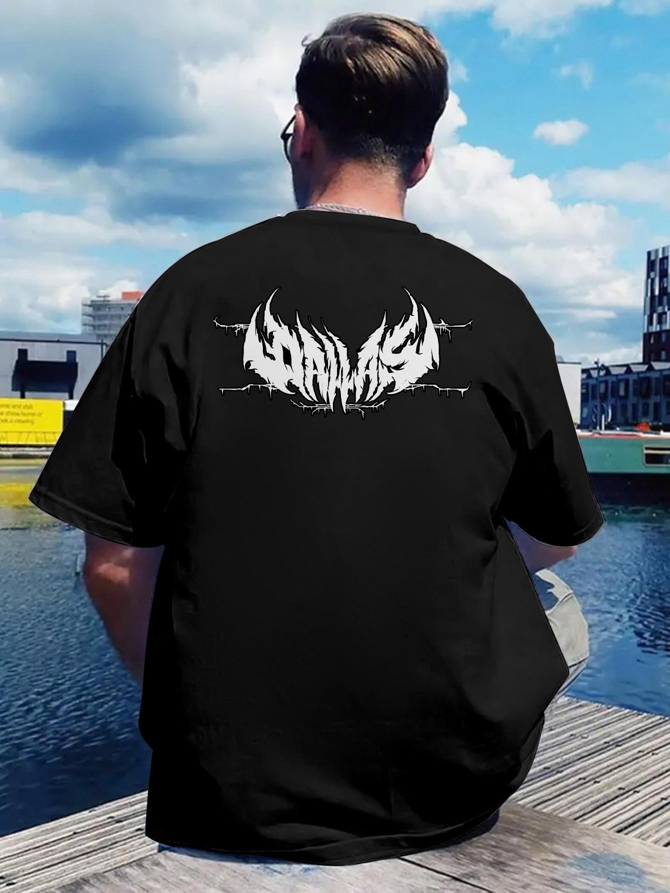 

Black T-shirt with Vintage Rock Band Graphic - STRAY CATS & OASIS Design M