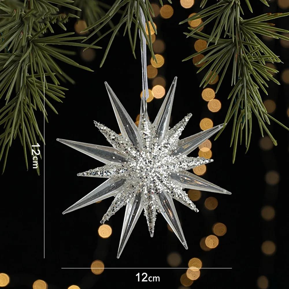 Acrylic Christmas Crystal Pendants Snowflake Wall Pendant Christmas Tree Ornaments Indoor Outdoor DIY Crystal Hanging Christmas