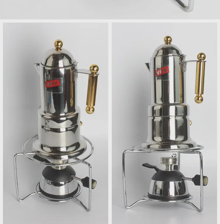 Metal Coffee Pot Stove Rack with Alcohol Lamp – Round Moka Rack for Teapot or Flower Holder