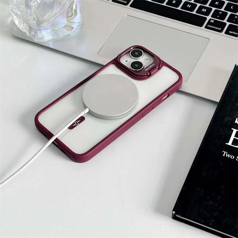 Lüks Görünmez Standı Manyetik Telefon Kılıfı iPhone 15 14 13 12 11 Pro Max Şeffaf Darbeye Dayanıklı Kapak