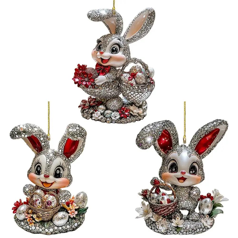 Bunny Acrylic Pendant Ornaments 2D Flat Pendants Car Home Backpack Decor Hanging Ornament Decor Hanging H1H1