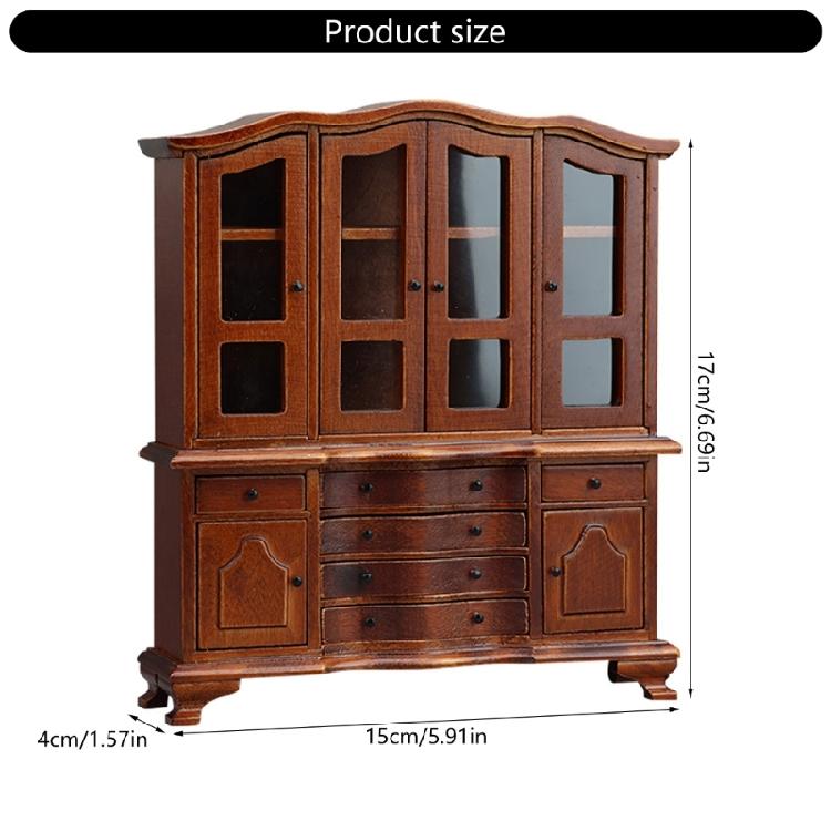Detailed 1/12 Dollhouses Display Cabinet Model Figure Wood Side Cabinet with Functioning Door and Drawer for Scene Layout