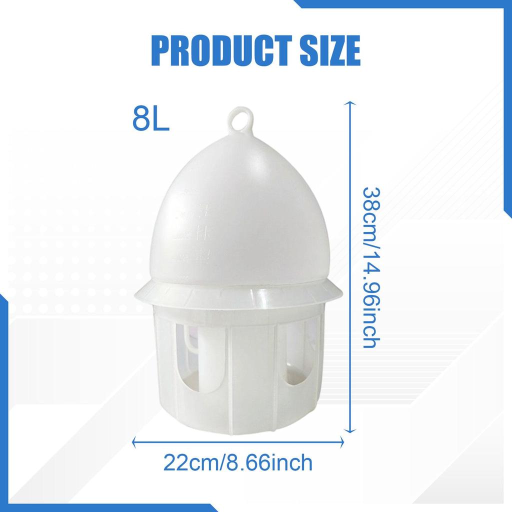 Pigeon Water Feeder Thickened Large Capacity Hanging Design Drinker Drinking Station for Chicken Dove Quail Parrot White