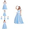 Stunning Adult Cinderella Princess Dress In Elegant Blue Polyester For Halloween Parties
