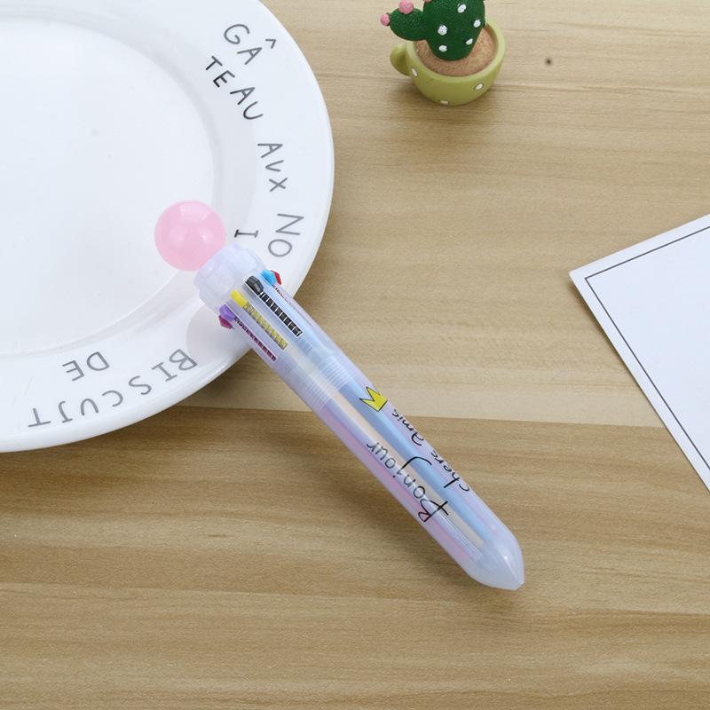 Ten-color Ballpoint Pen Girl Heart Cartoon Press Multi-color Pen Multi-function Color Handbook Pen Creative Cute Pen