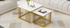 2-teiliges Set quadratische Hochglanz-Marmoroptik Kaffeetische, Stapeltische mit goldenen Beinen, 60*60*45cm und 45*45*40cm, Vielseitig