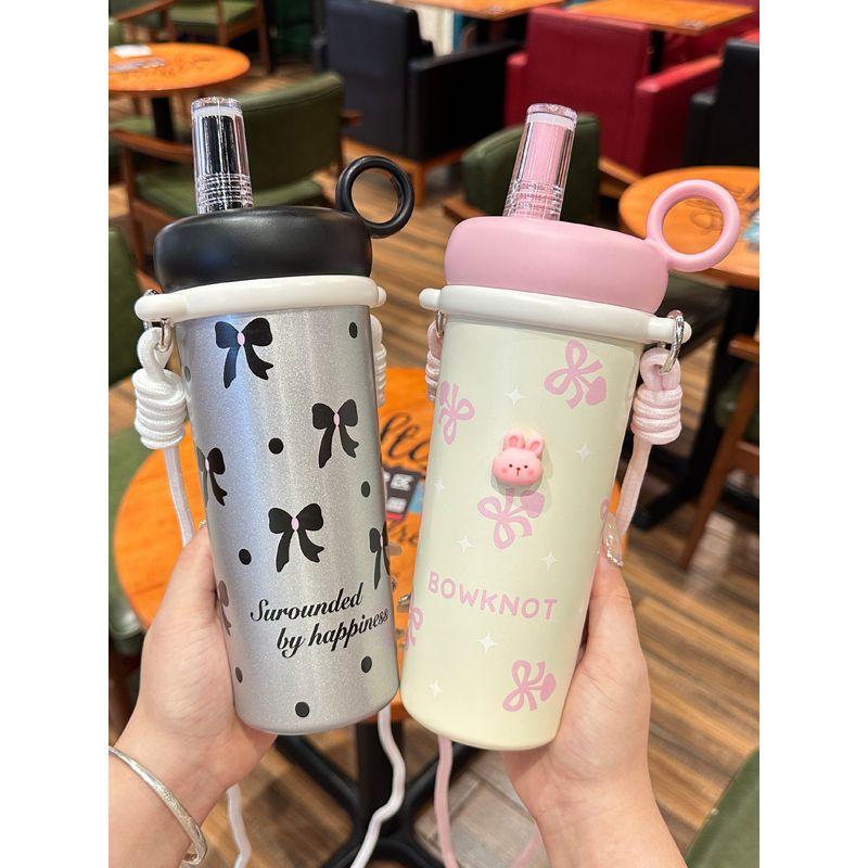 Large Capacity Vacuum Cup Women Good-looking 2025 New Straw Cup with Strainer Portable Student Kettle