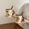 Cute Dachshund Dog Goblet Household Drinking Water Mug with Lid Spoon Office Ceramic Breakfast Coffee Milk Cup