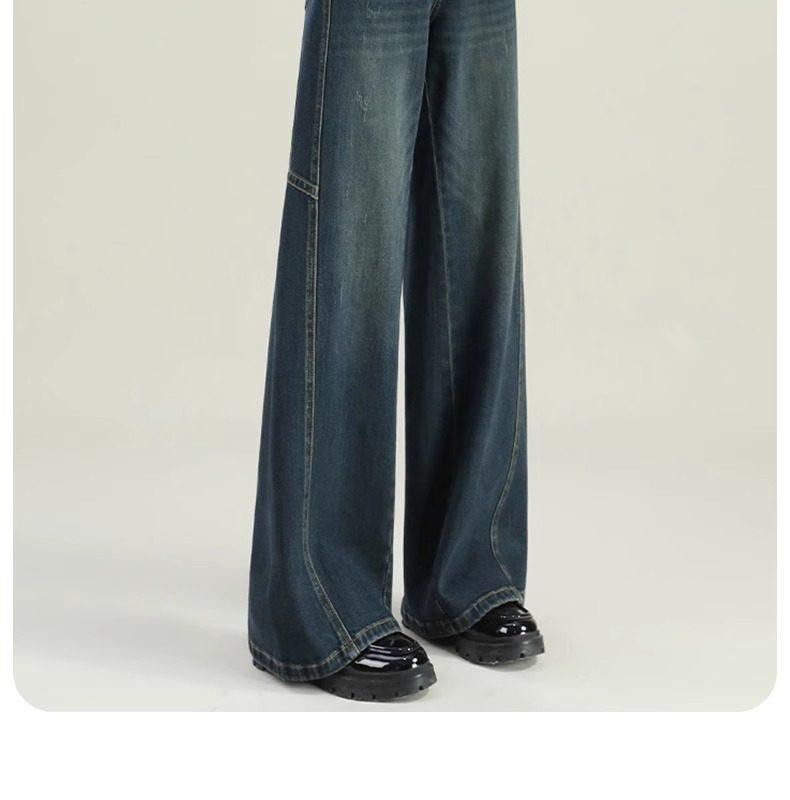 2026 Women’s Wide-Leg Jeans: Autumn/Winter Thicker Straight Fit with Velvet, Lengthened Loose Style