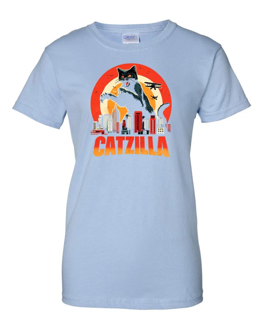 

Ladies CatZilla Funny T-Shirt - Funny Cat Shirt Women s T-Shirt 2XL