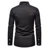 European Hollow-Out Asymmetrical Embroidered Men's Long Sleeve Western Shirt
