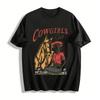 Cowgirls Club Vintage Print Casual Western Style Top Pure Cotton T-shirt
