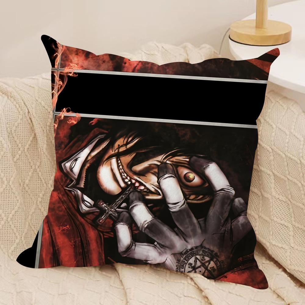 Alucard H-Hellsing Anime Cushion Cover Silky Short Plush Invisible Zipper Dustproof Sofa Pillow Case For Home Decor
