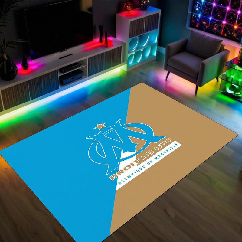 Olympique Lyonnais FC Design Crystal Velvet Carpet Cozy Non?Slip Printed Rug For Bedroom Living Room Entrance