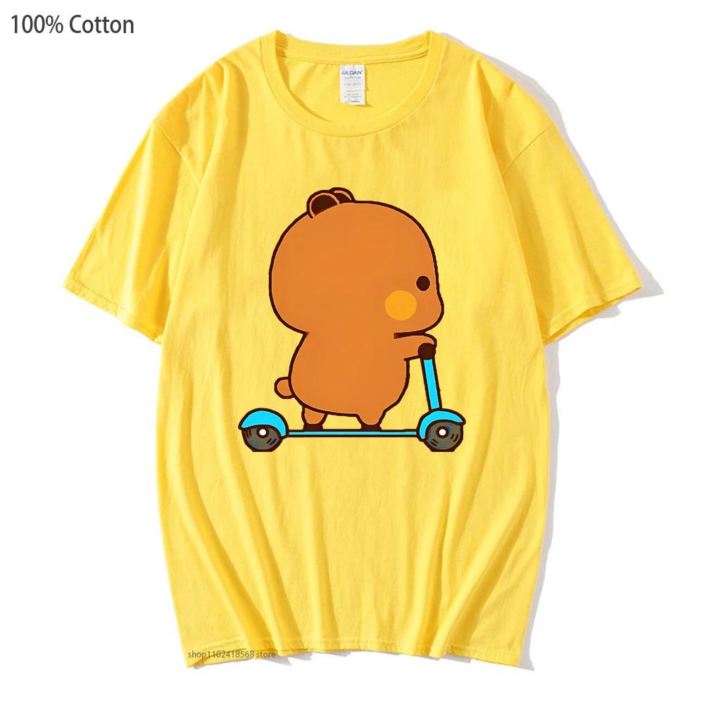 Cute Couple Shirt Cute Bubu and Dudu Are Playing Scooter Together Graphic T-Shirts Men's Clothes Panda Bear Cotton Top
