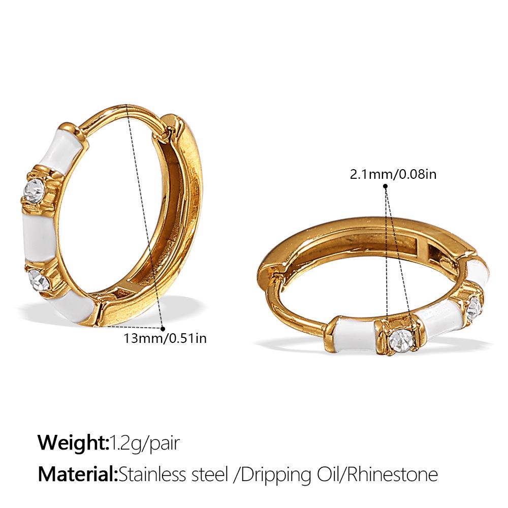 Japanese and Korean Popular Jewelry, Stainless Steel Gold-plated Earrings, Ear Buckles, Summer Earrings, Inlaid Rhinestone Earrings.