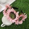 AWAYTR  Large Sunflower Headbands Artificial Floral Wide Headband Farbic Hair Accessories For Women Trends